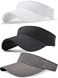 Sikuer Sun Visor, 3pcs Visor Hat, Cotton Outdoor Sport Beach Golf Visor Cap for Women Men 3 Color Packed, adjustable