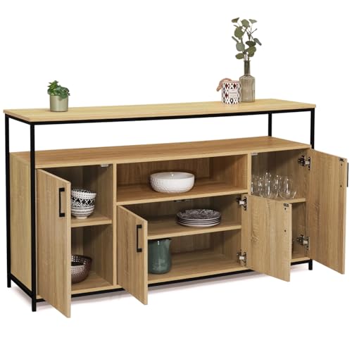 Buffet Detroit 4 portes industriel 140 cm, IDMarket