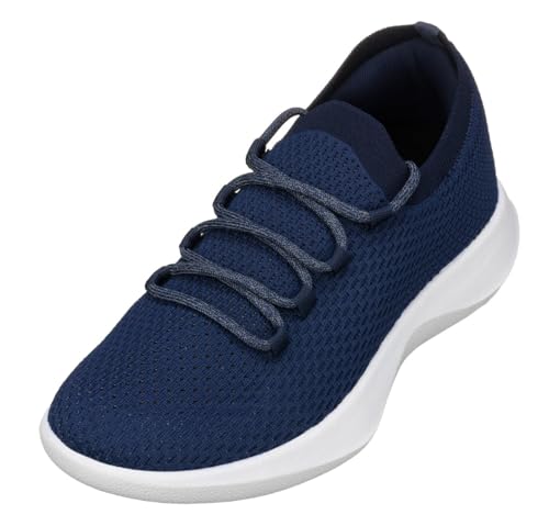 Image of CALTO Men's Invisible Height Increasing Elevator Shoes - Blue /Grey Ultra Lightweight Sporty Sneakers - 2.4 Inches Taller - Q084 - Size 6 D(M) US