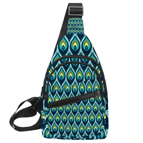 Mochila cruzada verde pavo real de 30x18cm para senderismo y viajes cómodos