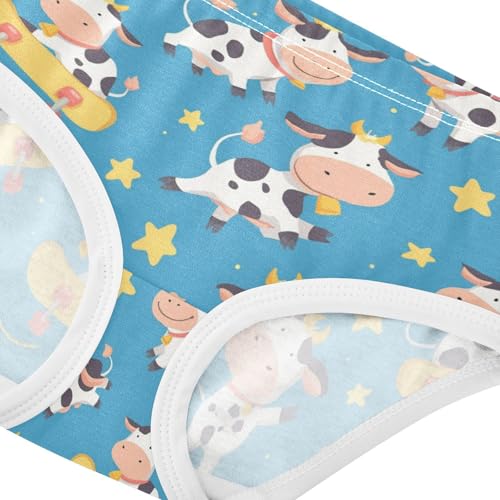 Wusikd Cute Cow Girls' Underwear Cotton Skateboard Stars Girls Briefs Soft Toddler Underwear 2T4