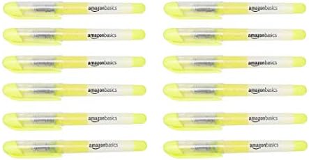 Amazon Basics Liquid Ink Highlighters - Chisel Tip, Yellow, 12-Pack