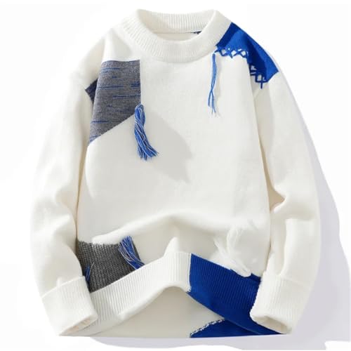 Men's Round Neck Patchwork Sweater Pullover Casual Long Sleeve Daily Warm Sweater3