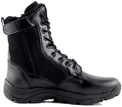 Image of PARA TROOPER Men's Black FORCE 8 inch Side-Zip Light Weight Genuine Leather Military and Tactical Combat Army Boot