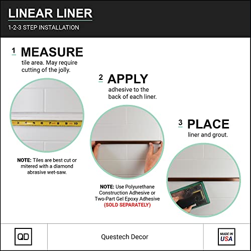 Qdécor Tile Trim, 3/4 X 12 Inch Linear Flat Pencil Shower Edge Tile Transition Liner, Bright White Polished, 12 Pack #TOP6