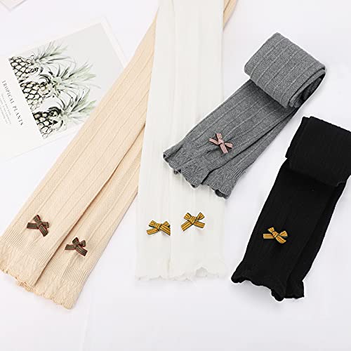 BOOPH 4 Pack Girls Legging Tight Flared Lace Footless Knitted Stocking Pant 1-8T3