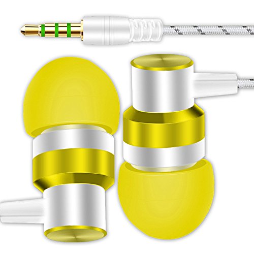 Emptystar Earphone in-Ear Stereo Earbuds Headset Wired 3.5mm Universal for Mobile Phone (Yellow)