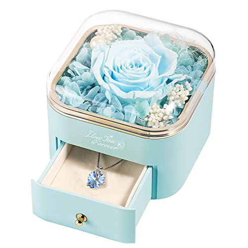 Eleshow Preserved Flowers Real Light Blue Rose Gifts For Mom Grandma Wife Girlfreind On Mothers Day Valentines Day Christmas Anniversary Birthday Gifts For Women I Love You Gifts For Her #TOP2