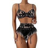 callmo Sexy Dessous Damen, Sexy Unterwäsche Frau Negligee Damen Sexy Nahtlose Mesh Chemise Damen Sexy Negligee Spitze Robe BH Und Unterhose Sexy Negligee Babydoll V Ausschnitt Babydoll Lingerie