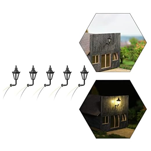 Evemodel LBD05 5 piezas farola de exterior para modelismo ferroviario escala 1:160 (N) Farola de exterior para colocacion en muro voltaje 12V