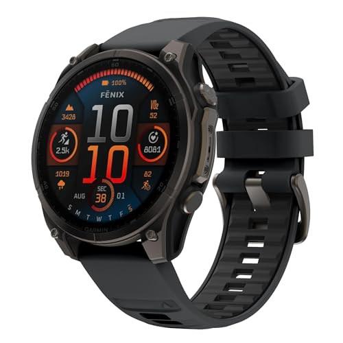 Abanen 22mm 26mm Dual Color Sport Silicone Watch Band for Garmin Fenix 8/ Instinct 3 / epix Pro, Soft Wrist strap with Matte Buckle for Fenix 7/6/5, Enduro, Quatix (Black, 22mm) by Abanen - Used condition - Image 4