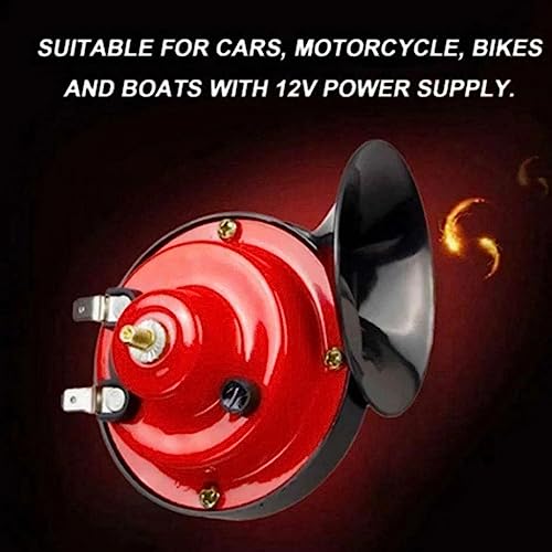 EOHMAK Train Horns Car Horn Car Air Electric Snail Horn 300DB Super Loud Air Horn Waterproof Durable Automotive Accessories Universal for Car Truck Motorcycle Boat (Red, 12V, 1 Pack)