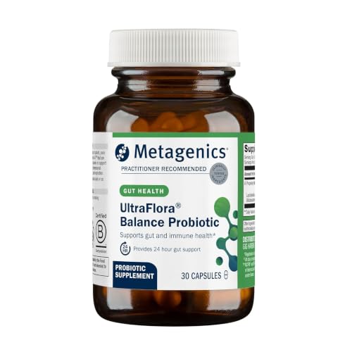 Metagenics UltraFlora Balance Probiotic, 15 Billion CFU, 30 Capsules | Probiotics for Women & Men, L. acidophilus NCFM, B. lactis Bi-07, Shelf-Stable, Digestive & Immune Support, GLP-1 friendly**