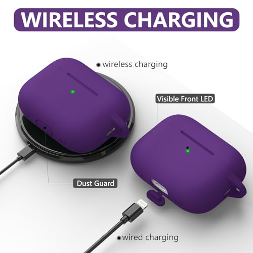 Image of Ljusmicker for AirPods Pro Case Cover with Cleaner Kit,Dark Purple | Silicone Protective Cover for Apple AirPods Pro 2nd /1st Generation Case with Keychain for Women Men,Shockproof