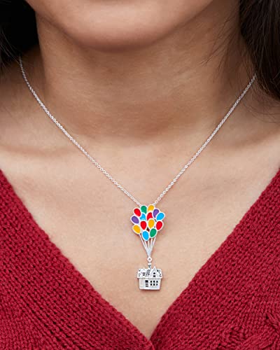 Disney Pixar Up Adventure House Balloon Silver Plated Pendant Necklace, 18" #TOP1