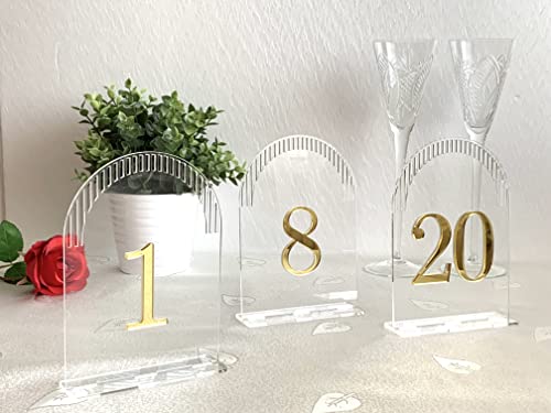 Personalized Wedding Arched Table Number Holders, Wedding Signs, Handmade Acrylic Modern Table Centerpieces, Luxury Reception Decor, Party Event Decorations, Arch Shape, Freestanding, Seating Plan