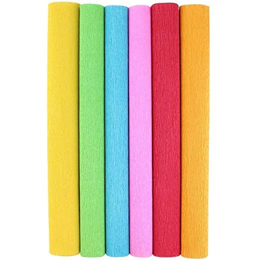 RJV Global Crafts Wrinkled Crepe Paper Roll for DIY Flower Making and Wrapping (80cm x 25 cm ) - Pack of 16 Sheets Multicolored (16)