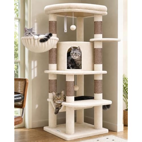 Globlazer Corner Stable Cat Tree Tower with Scratching Post, C51, Beige