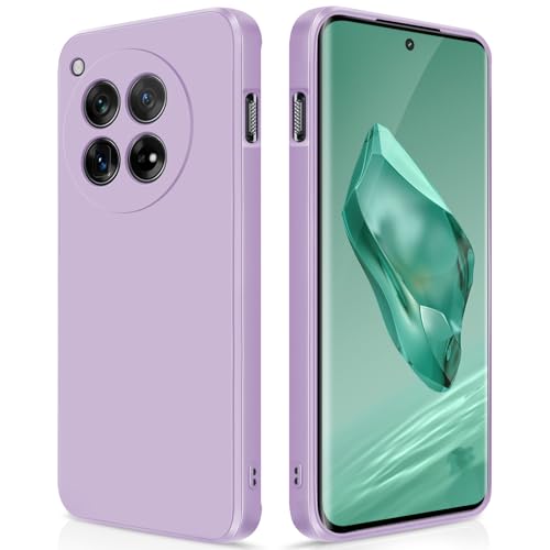 GiiYoon Silicone Case Compatible with Oneplus 12, Full Body Silky Soft Touch Phone Case with Camera Protection, Shockproof Cover with Microfiber Lining, Purple
