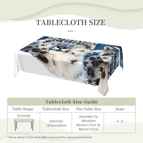 Nappe léopard de neige 137x183 cm rectangulaire imperméable et lavable pour table de jardin