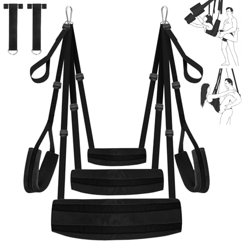 Sex Swing, Upgraded BDSM Bondage Sex Swings with Widened Thick Plush Seat Cushion Support & Adjustable Straps, Adult Swing Sex Furniture for Bedroom Kinky Sex Toys