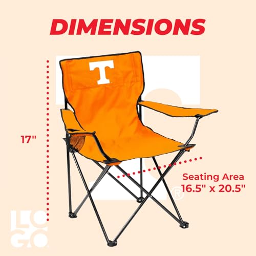 Logo Brands NCAA Tennessee Volunteers Quad Chair, Unisex Adult Chair with One Cup Holder, Team Color, One Size - Thumbnail 3