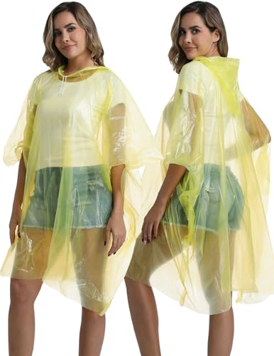 Image of 4 /6 /12 Pack Disposable Rain Ponchos for Adults - Emergency Rain Poncho for Camping Hiking Travelling