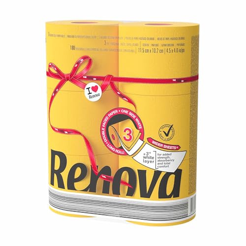 Renova Luxury Scented Colored Toilet Paper 6 Jumbo Rolls 3-Ply-180 Sheets