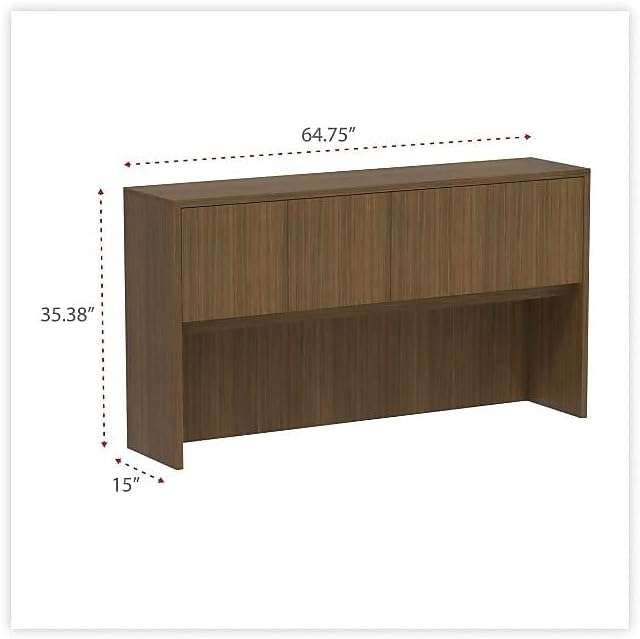 Alera Alera Valencia Series Hutch with Doors, 4 Compartments, 64.75w x 15d x 35.38h, Modern Walnut