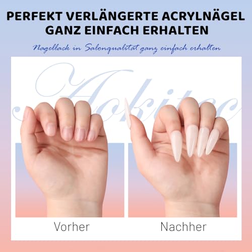 Aokitec Acryl Nägel Starterset, 30g Klares Acrylpulver mit Acryl Liquid Nagelpinsel Nagelschablonen Nagel Zubehör, Acryl Pulver Nails, Acrylgel für Nägel, Nägel Selber Machen Set