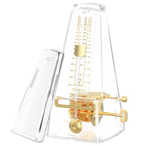 TERENCE Metrónomo Mecánico para Piano Guitarra Bass Bajo Ukulele Batería Drum Violín Metronomo Metálico con sincronización exacta y tempo transparente Regalos para hombres y mujeres