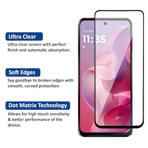 Image of AIBEX Military-Grade Tempered Glass Screen Protector Compatible for Motorola Moto G34 5G / Motorola Moto G45 5G with Edge to Edge Coverage and Easy Installation kit