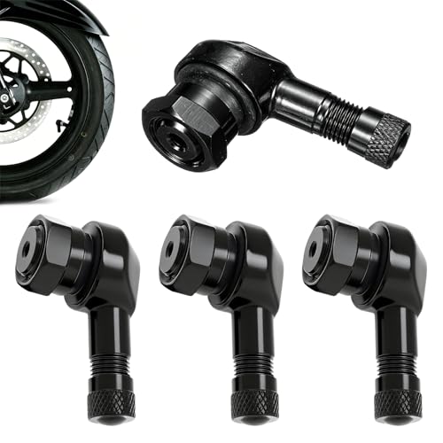 4 PCS Valve Coudée Moto 90 Degrés, Adaptateur pour Gonflage Rapide des Pneus, Entretien de Pression d'urgence, Alliage d'Aluminium Durable, pour Moto Vélo Camping-Car Camion