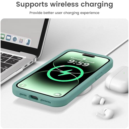Vooii Compatible with iPhone 14 Pro Case, Liquid Silicone Upgrade [Camera Protection] [Soft Anti-Scratch Microfiber Lining] Shockproof Phone Case for iPhone 14 Pro 6.1 inch - Pine Green by Vooii - Used condition - Image 7