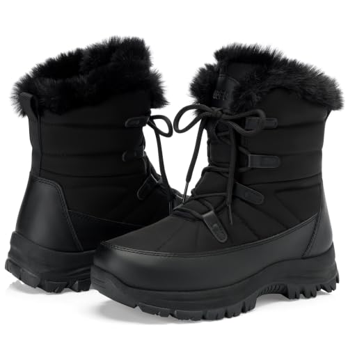 TEMOFON Womens Snow Boots Winter: Waterproof Warm Outdoor Booties Black 9 by TEMOFON - Used condition - Image 4