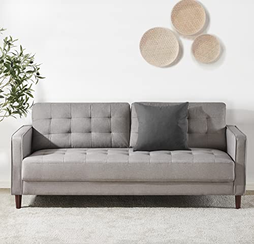 Image of Zinus Benton Sofa Couch, Grid Tufted Cushions, Easy, Tool-Free Assembly, Stone Grey