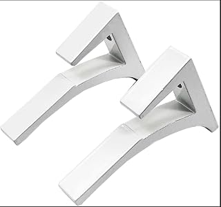 Dulles Glass Floating Shelf Brackets, Aluminum Heavy Duty, White, for Glass, Wood, Acrylic Wall Mounted Shelf Support. 2 Pack.
