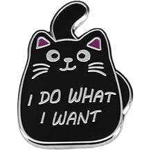 I Do What I Want Black Cat Small Lapel Pins Brooch for Women Teen Girls Boys Cute Novelty Enamel Cartoon Animal Backpacks Badges Hats Bags Pin Accessory Cat Lovers Gift