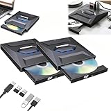 7-in-1 Externes USB-DVD-Laufwerk und Blu-ray-Player, USB C 3.0 Typ-C tragbarer BD/DVD/CD-Brenner, Lesegerät mit 3 USB-Anschlüssen, Hub und SD/TF-Kartenleser, 6 x optisches Blu-ray-Laufwerk (schwarz