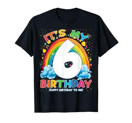 Regali per il 6° compleanno dei bambini Rainbow Six Years Old Girl Party Maglietta