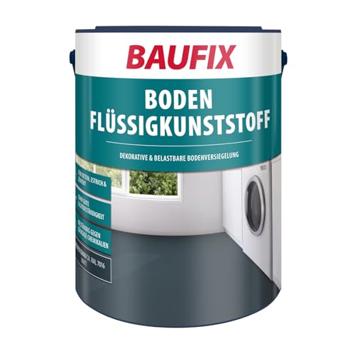 BAUFIX Boden-Flüssigkunststoff anthrazitgrau, matt, 5 Liter, Beton- und Bodenfarbe, atmungsaktive Betonfarbe für außen und innen, für Beton/Estrich/Zement