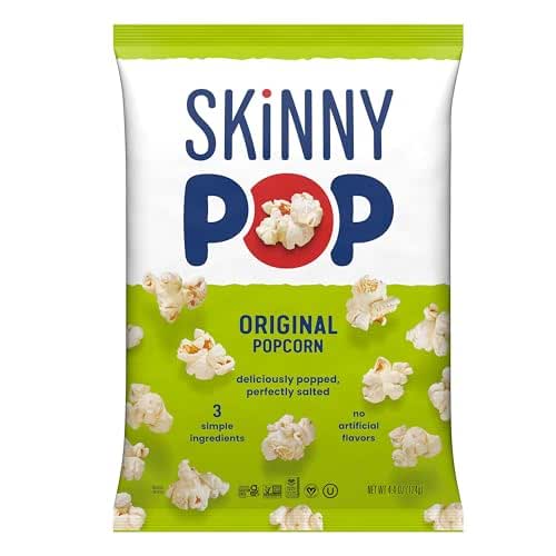 SkinnyPop Popcorn, Original, Whole Grain, Dairy-Free Snack, 4.4oz Bag