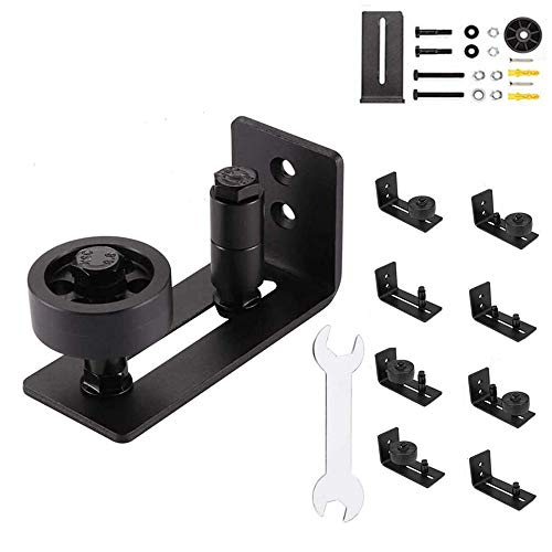 Gsyamh Herrajes Para Puertas Corredizas De Granero Montaje Guía De Piso Para Puerta Corrediza De Granero Soporte De Pared Con Guía De Puerta Ajustable Pared De Acero Negro Montaje La Pared Con Granero