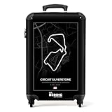 NoBoringSuitcases.com® Maleta Trolley Equipaje de Mano Maletas de Viaje Pequeñas con 4 Ruedas - F1 - Sport - Circuito de Silverstone - Pista de Carreras - Blanco y Negro - Equipaje a Bordo
