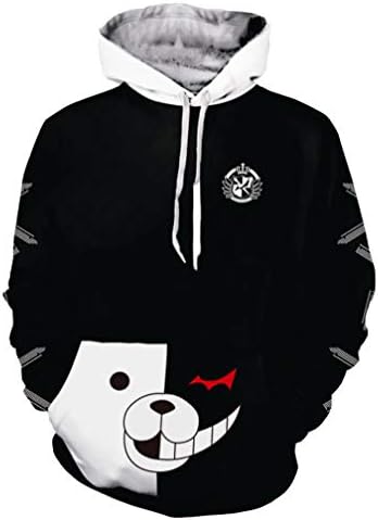 Jonikow Danganronpa Cosplay Costume Monokuma Mens Hooded Sweatshirt Pollover Sweater Coat (M, A)