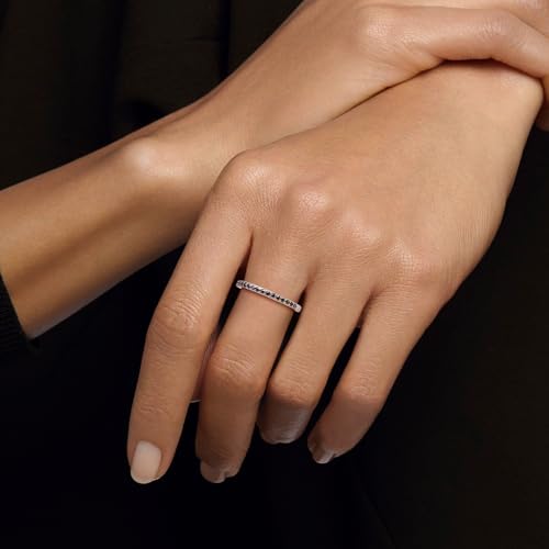 Black Diamond Ring 1.7mm Width Wedding Bands for Men Women 925 Sterling Silver Stackable Half Eternity Band Rings VVS 0.25 Carat Moissanite Anniversary Rings for Women, Size 6 by AGRULE - Image 5