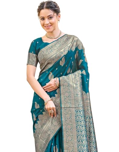 Image of SIRIL Women's Silk Jacquard Banarasi Saree With Unstitched Blouse Piece