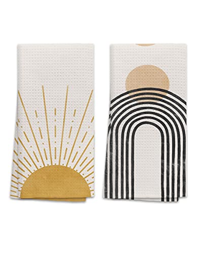 Ohsul Boho Sun Sunrise Sunset Sunshine Line Rainbow Highly Absorbent Kitchen Towels Dish Towels Dish Cloth Set Of 2,Bohemian Modern Hand Towels Tea Towel For Bathroom Kitchen Decor,Boho Lover Gifts #TOP28