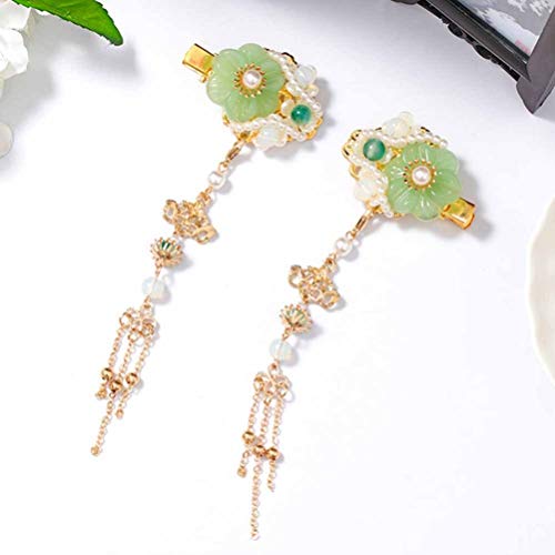 Minkissy 41456SS7IR57PR3J 1 Pair Chinese Tassels Headdress Jade Hair Clip Bride Headwear Chinese Hair Accessories thumb #3