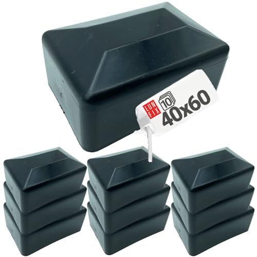 Pfostenkappen Zaunkappe Zaunpfahlkappe Rohrkappe Schwarz Pfostenabdeckung 40x60 mm Eckig 10er Set
